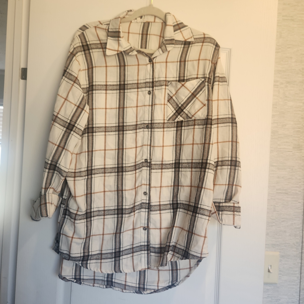 La Miel Plaid Button-Up Womens Shirt Size S Euc